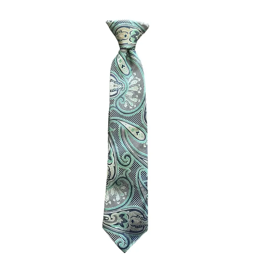Bill Blass Essential ,George Boys Tie 3 Piece Red/ Gray Stripes, Paisley Blue